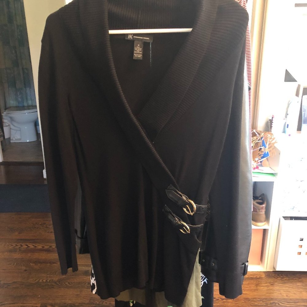 black sweater, cute buckle detail